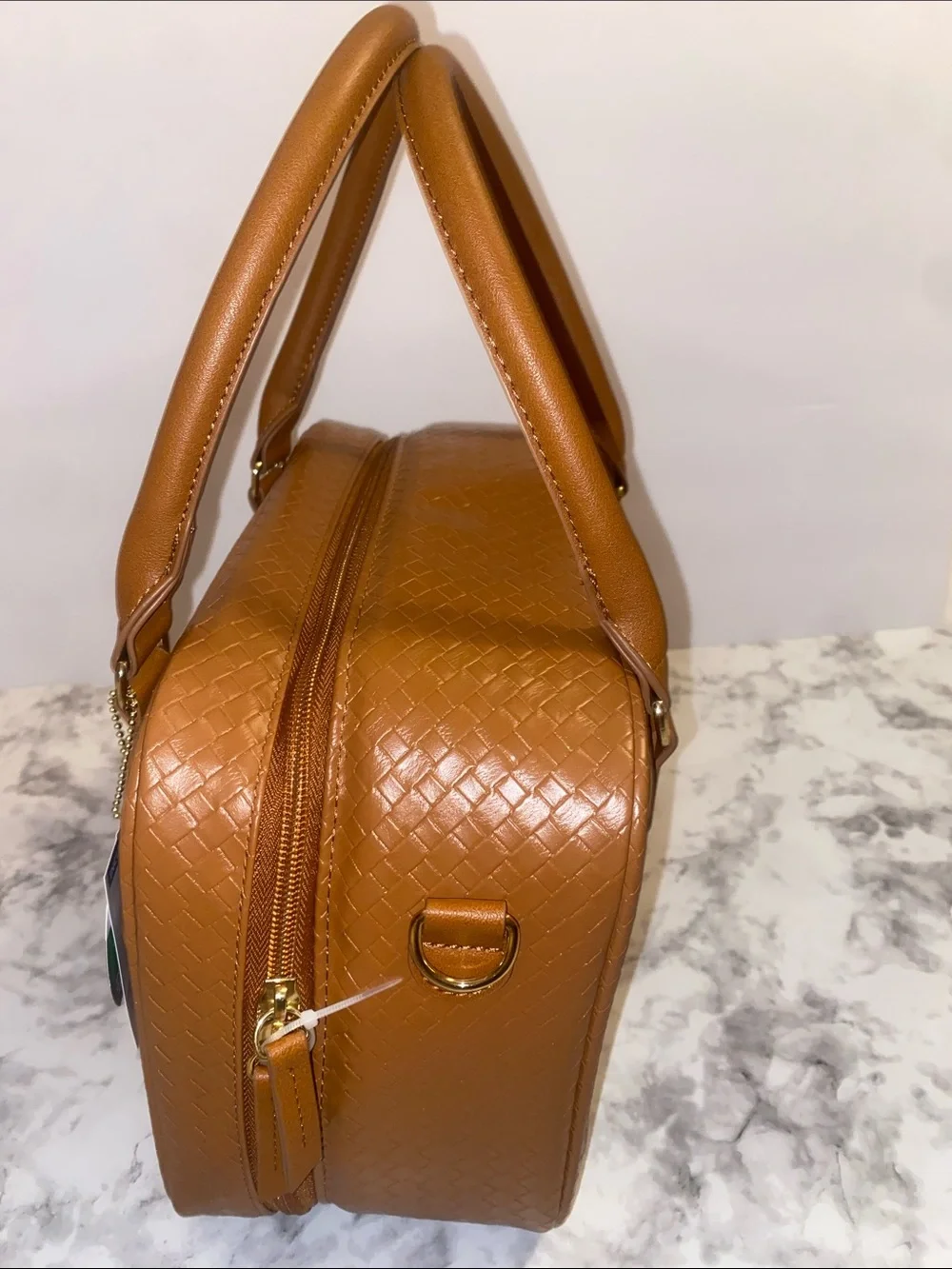 Brown  Woven Satchel Handbag with Top Handles